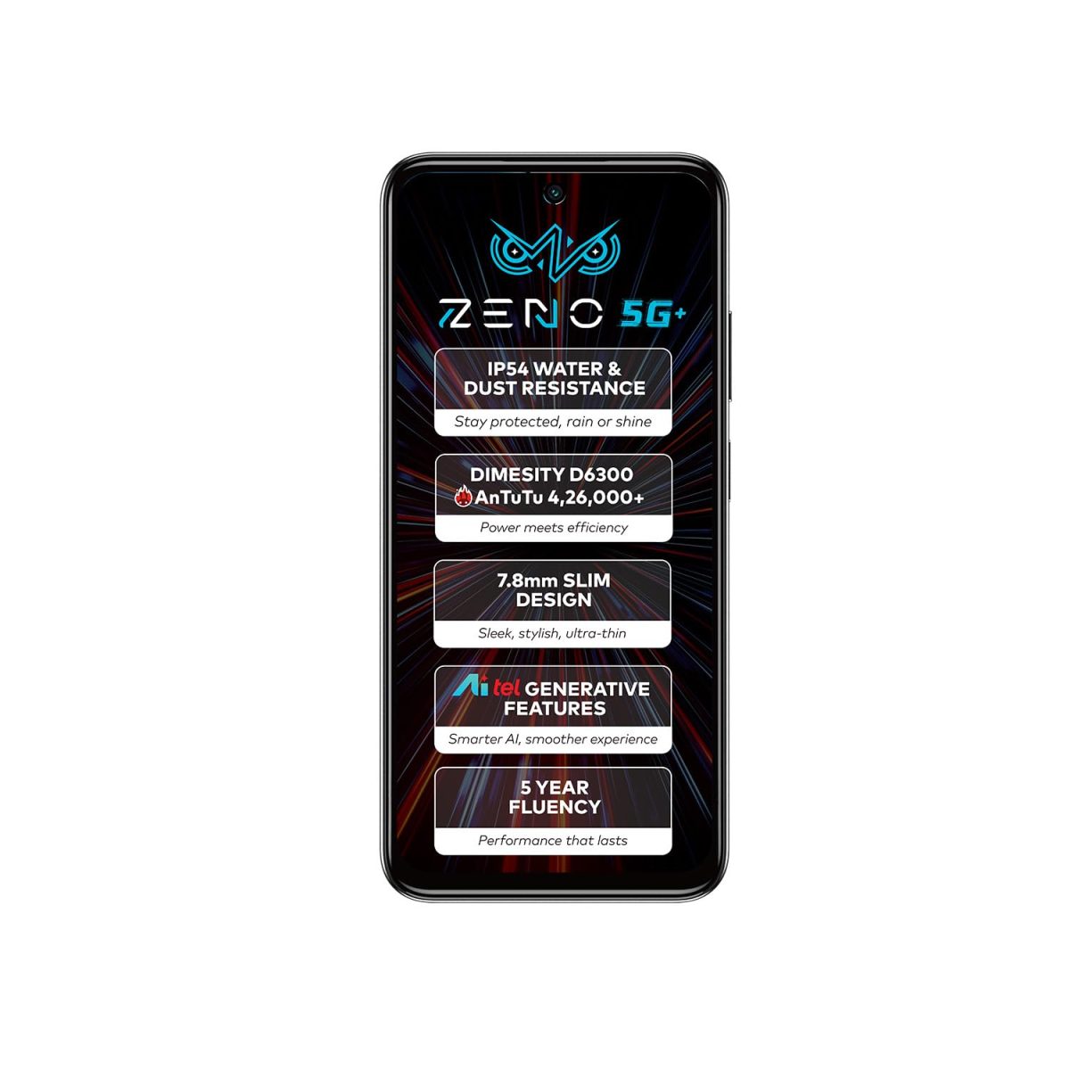 ZENO 5G AI Smartphone | 4GB RAM 128GB ROM | IP54 Rated for Dust & Water Resistance | D6300 5G Processor | 6.7" HD+ 120Hz Punch-Hole Display | 50MP Camera | 5-Year Fluency | Wave Green - Image 2