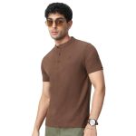 Urbano Fashion Men's Solid Mandarin Collar Slim Fit Half Sleeve Cotton T-Shirt