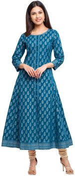 Akiko Women's Cotton Printed Anarkali Kurta