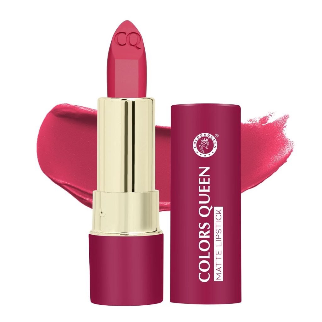 Colors Queen Lippie Creamy Matte Lipstick | Single Swipe Application, Long Lasting & Highly Pigmented | Lightweight Lipstick for Women Infused with Jojoba Oil and Vitamin E (02 - Maple Magenta, 5g)