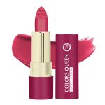Colors Queen Lippie Creamy Matte Lipstick | Single Swipe Application, Long Lasting & Highly Pigmented | Lightweight Lipstick for Women Infused with Jojoba Oil and Vitamin E (02 - Maple Magenta, 5g)