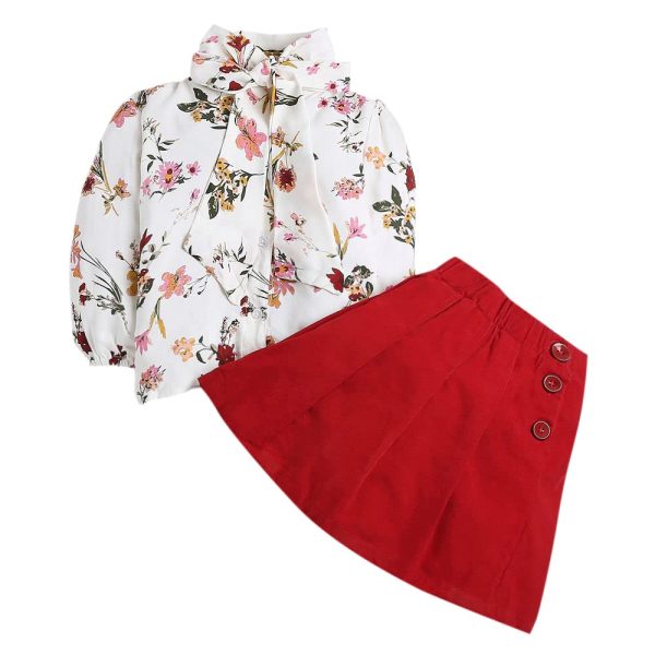 Hopscotch Girls Cotton Printed Skirt Set