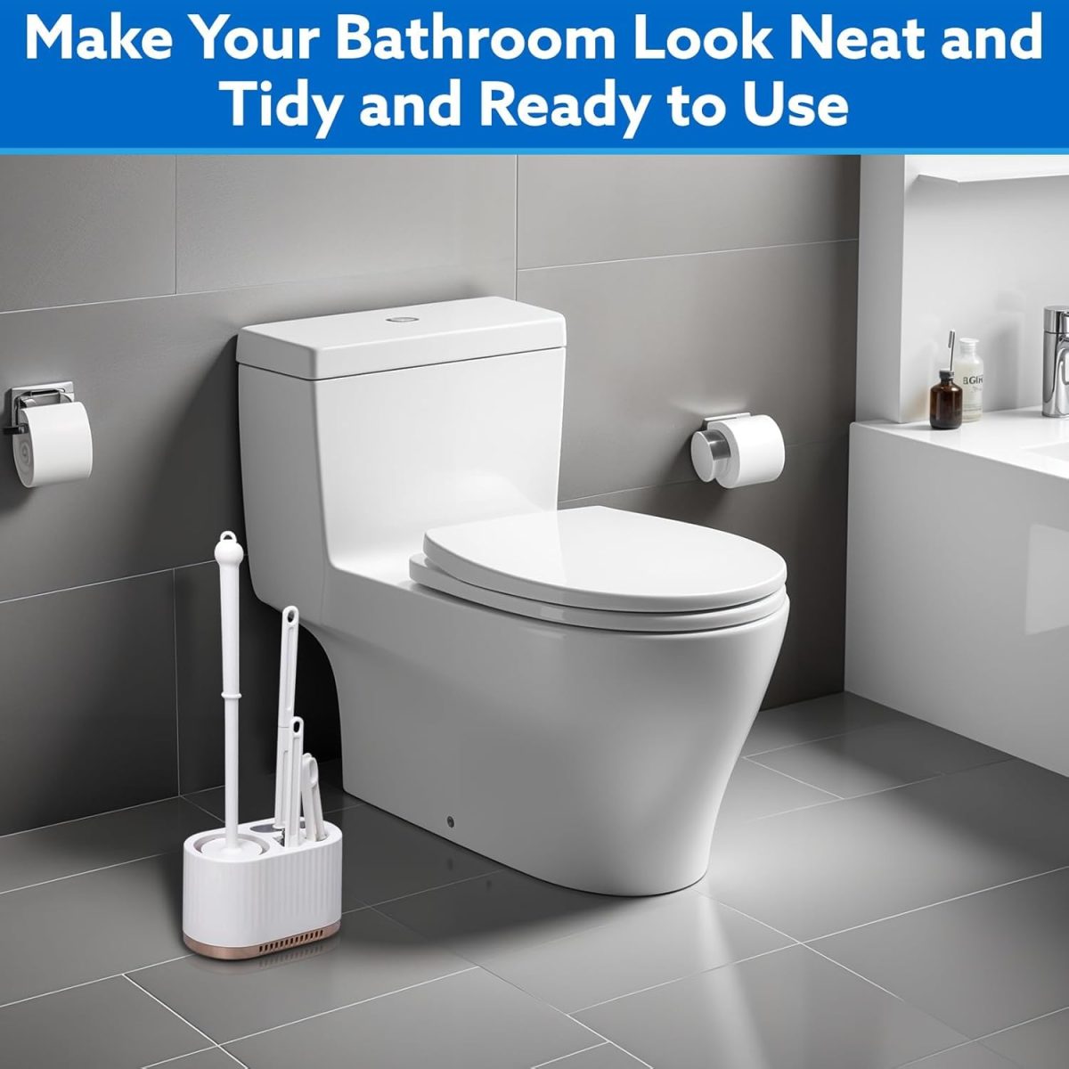 Vasukie Silicone Toilet Brush and Holder Set, with a Extra Crevice Cleaning Brush Deep Cleaning Toilet Bowl Brush for Bathroom Toilet Brushes for Bathroom Wall Mounted Water Drop (4IN1 White) - Image 9
