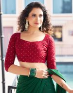 SIRIL Women's Dyed Jacquard Embroidery Work Georgette Saree with Unstitched Blouse - Image 7