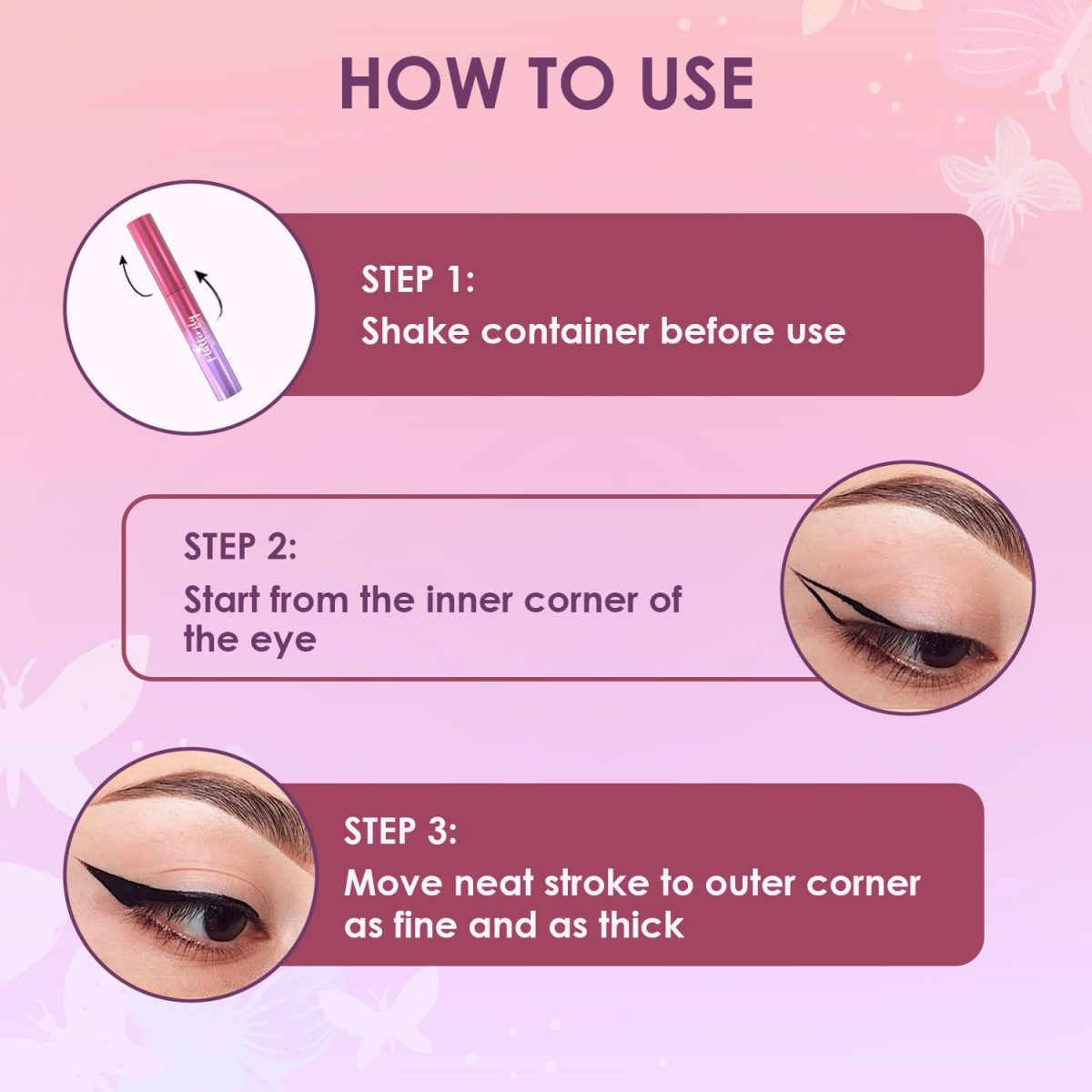 Glam21 Flutterfly Matte Eyeliner |Single Stroke application | Quick Dry | Matte Finish |Waterproof & Smudge-proof | Long Lasting | Lightweight | Hightly Pigmented |Black - 3ml - Image 8