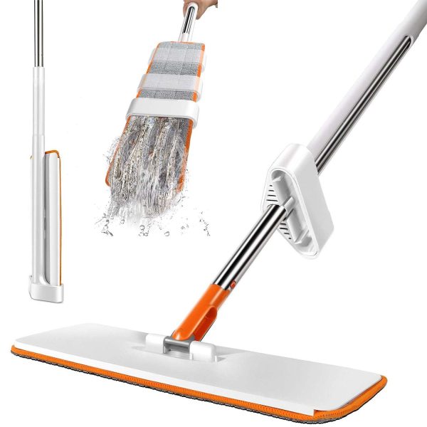 Raggle Flat Microfiber Magic Mop for Floor Cleaning,Home Hands Free Squeeze Mop for Floor, Stainless-Steel Handle and Microfiber Refill