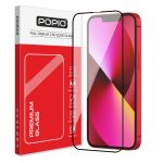 POPIO Military-Grade Gorilla Tempered Glass Compatible For iPhone 13/13 Pro / 14 / 16e (Black) Edge To Edge Coverage With Easy Installation Kit, Pack Of 1