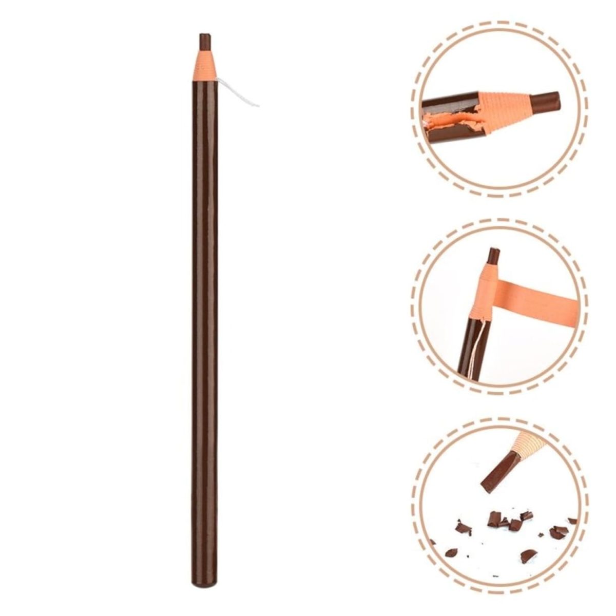 Globelle Brow Mapping Pencil with String – Precision Eyebrow Pencil for Microblading, Permanent Makeup, and Cosmetic Use- Brown (Pack of 2) - Image 2