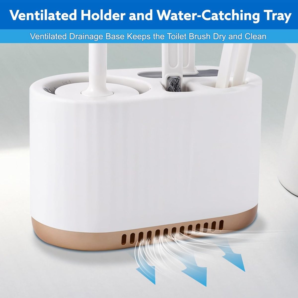 Vasukie Silicone Toilet Brush and Holder Set, with a Extra Crevice Cleaning Brush Deep Cleaning Toilet Bowl Brush for Bathroom Toilet Brushes for Bathroom Wall Mounted Water Drop (4IN1 White) - Image 7