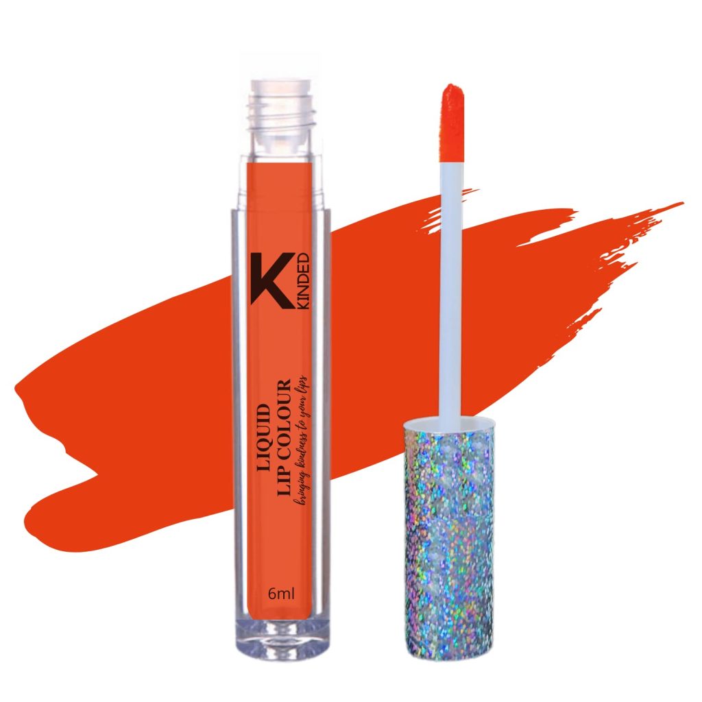 KINDED Liquid Lip Colour Vitamin E Enriched No Transfer Waterproof Resistant Smudge Proof Long Lasting Super Stay Glam Lipstick Lip Gloss for Girls Women (Matte Finish, Sangria Orange, 6 ml)