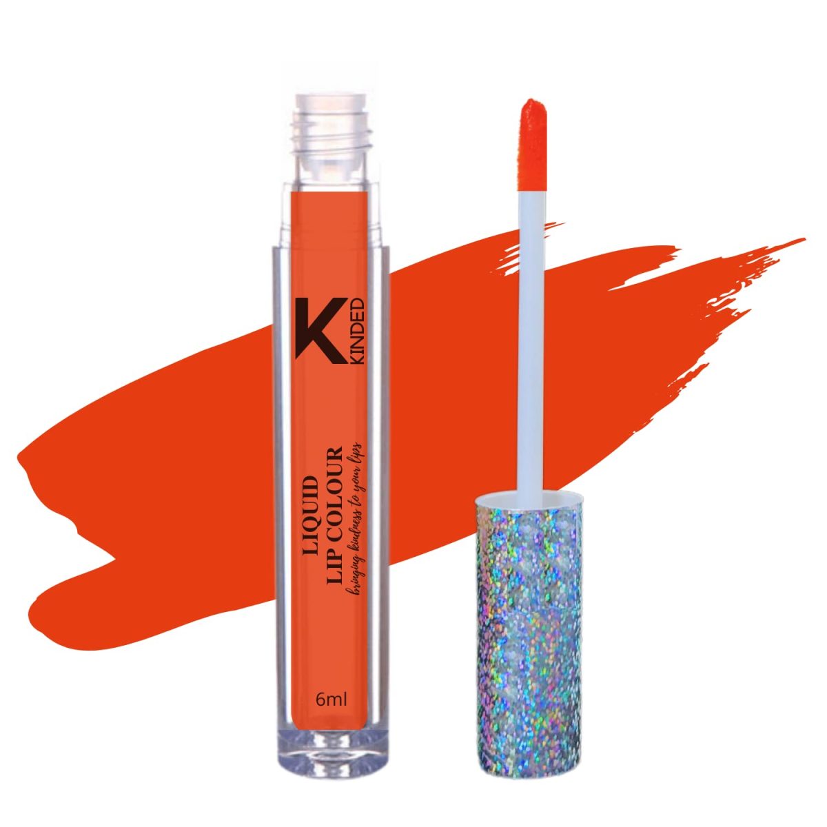 KINDED Liquid Lip Colour Vitamin E Enriched No Transfer Waterproof Resistant Smudge Proof Long Lasting Super Stay Glam Lipstick Lip Gloss for Girls Women (Matte Finish, Sangria Orange, 6 ml)