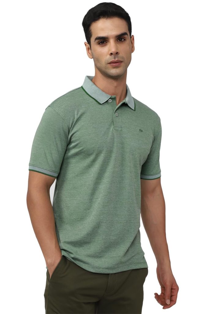 Peter England Men's Premium Branded Regular Fit Half Sleeve Polo T-Shirt | Cotton Rich | Birds Eye Interlock Weave| No Pocket
