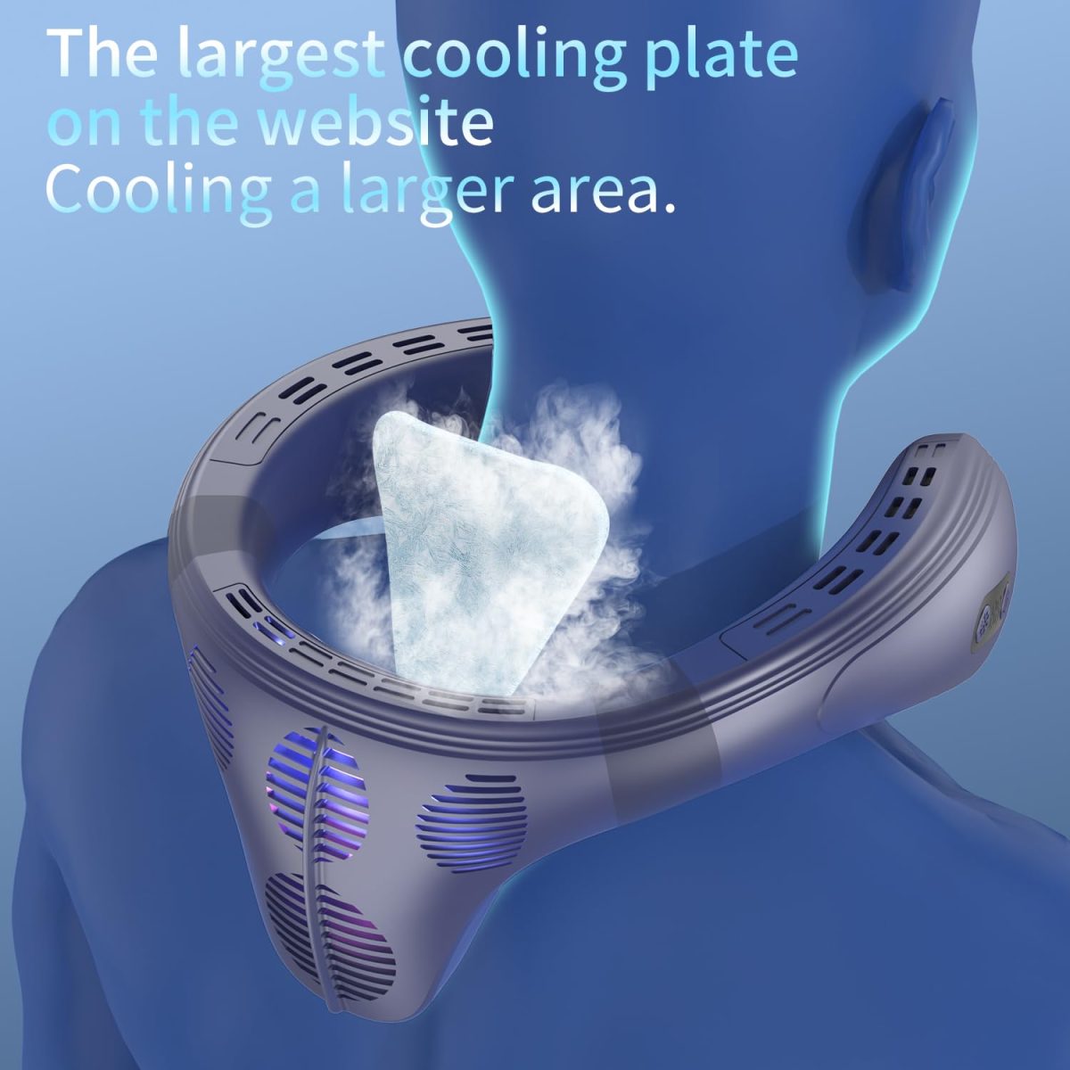 PluvoFan Neck Fan Back-Windy 6000mAh with Cooling Plate Bladeless Portable Quiet Air Conditioner Rechargeable Camping Essentials for Women Men Outdoor Activities Gardening Walking the Dogs(Royal Blue) - Image 3
