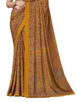 SIRIL Women's Floral Printed Silk Crepe Saree with Unstitched Blouse Piece - Image 3