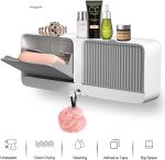 Anugrah New Creative Wall Mounted Soap Box With Lid Double Grids Soap Draining Rack Bathroom Shower Soap Holder,Multi-Color,Plastic,Multicolor