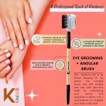 KINDED Eyelash Eye Brow Grooming and Angular Double Sided 2 in 1 Eyes Makeup Brush Professional Series for Makeup with Smooth Soft Synthetic Bristles Anti Rust Aluminium Ferrule Wooden Handle Grip - Image 3
