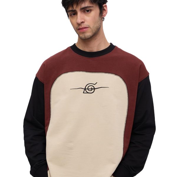 The Souled Store Naruto Shippuden: Men and Boys Round Neck Colour Block Cotton Oversized Full Sleeve T-Shirts