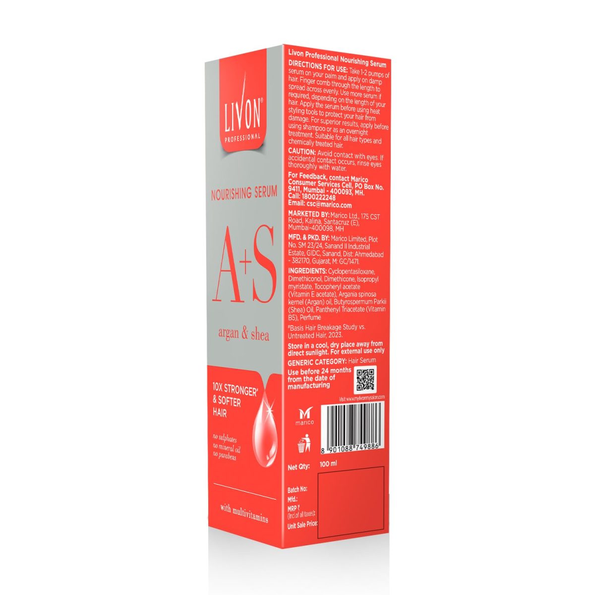 Livon Professional Nourishing Serum for Women & Men | With Argan, Shea & Multivitamins | For Softer, Stronger & Frizz-free Hair | No Paraben, Sulphate or Mineral Oil | All Hair Types | 100ml - Image 8