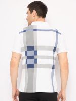 KASMA Men's Cotton Blend Polo Tshirt Has a Short Sleeve & Straight Hem-SNGKS-CHK8WHT - Image 2