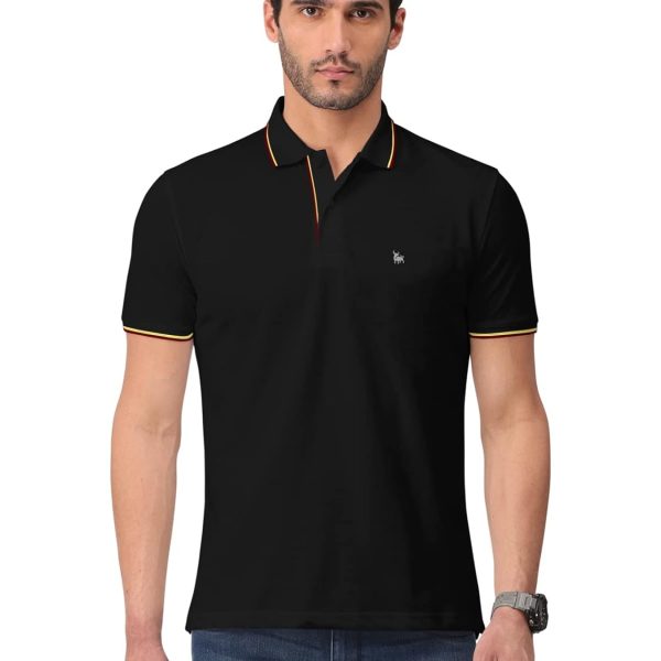 BULLMER Men's Solid Half Sleeve Cotton Blended Polo Tshirts