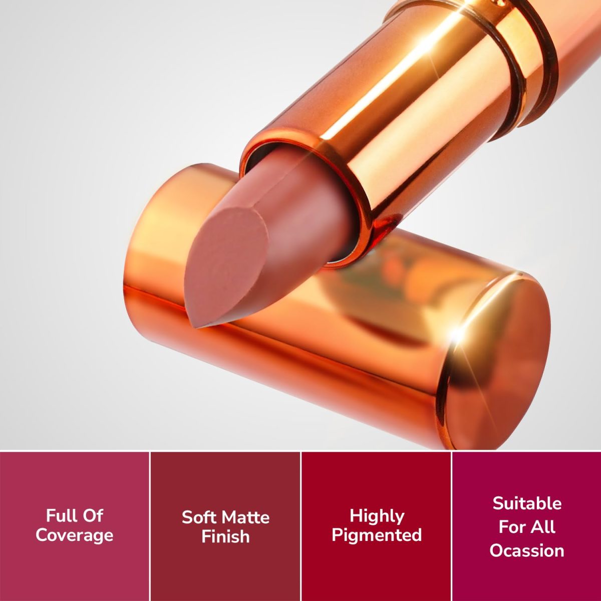 Mila Beauté Bold & Matte Long-Lasting Lipstick | Highly Pigmented Soft Matte Finish | Lightweight & Hydrating with Jojoba Oil | Shade - (Toasted 4.2g) - Image 4