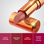 Mila Beauté Bold & Matte Long-Lasting Lipstick | Highly Pigmented Soft Matte Finish | Lightweight & Hydrating with Jojoba Oil | Shade - (Toasted 4.2g) - Image 4
