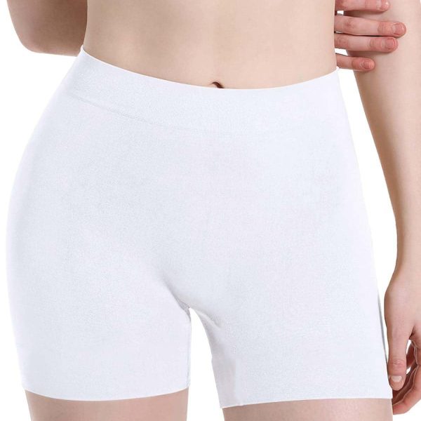 HSR Women's Cotton Ice silk safety pants Mid Waist seamless anti-slip non-curling Shorties/Underskirt Shorts (One size Fit to 30-38 inch)