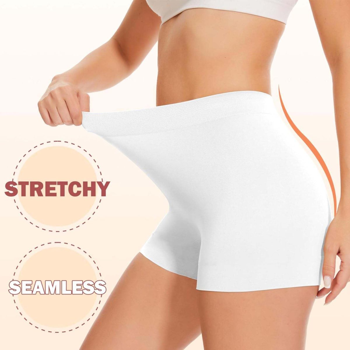 HSR Women's Cotton Ice silk safety pants Mid Waist seamless anti-slip non-curling Shorties/Underskirt Shorts (One size Fit to 30-38 inch) - Image 5