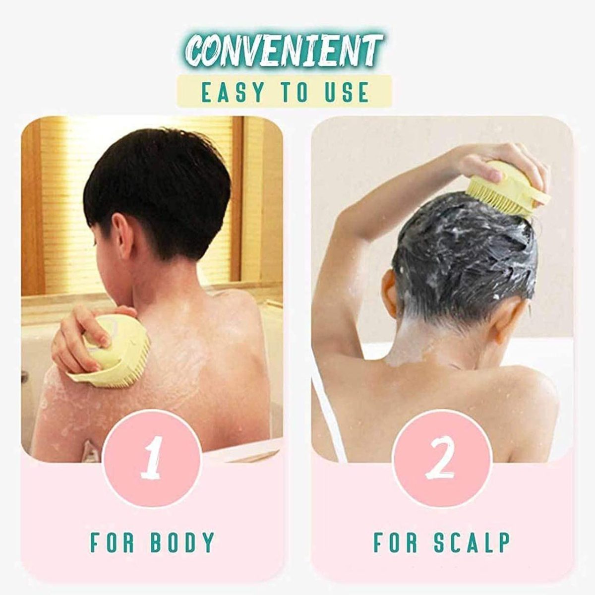 WAZDORF Body Scrubber with Soap Dispenser Brush, Silicone Exfoliating Brushes, Soft Body Exfoliator, Bath Loofah for Babies, Kids, Women, Men and Pets (Standard, 2, count) - Image 3