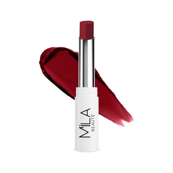 Mila Beauté 24 Hrs Locked In Lips Transfer Proof Lipstick | Enriched With Mango Seed Butter & Hyaluronic Acid | Transfer Proof Formula with Velvety Texture | Smudge Proof & Highly Pigmented | Shade - (Berry Me, 3.2g)