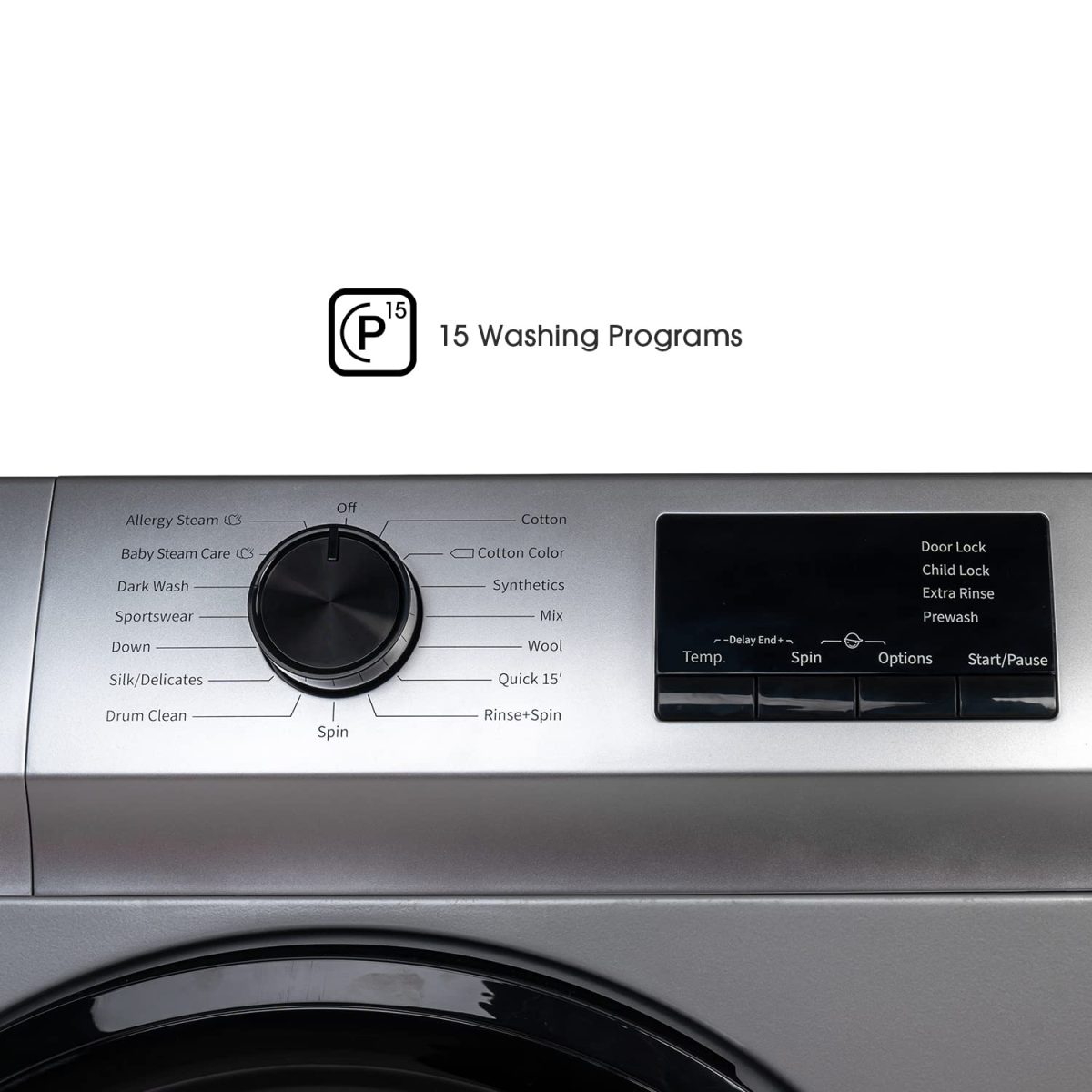 Hisense 7.0 Kg Fully-Automatic Front Loading Washing Machine (WFVB7012MS, Silver, Steam Wash, Built in Heater ), ‎Silver - Image 5
