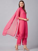 Azira Georgette Pink Straight Palazzo Kurta Set With Dupatta - Image 4