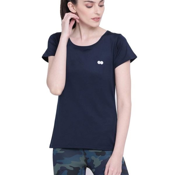 Clovia Women's Polyester Comfort Fit Active Text Print T-Shirt