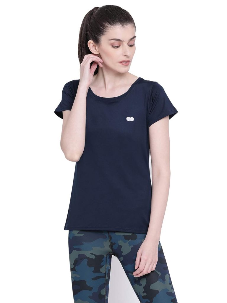 Clovia Women's Polyester Comfort Fit Active Text Print T-Shirt