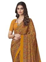SIRIL Women's Floral Printed Silk Crepe Saree with Unstitched Blouse Piece - Image 2