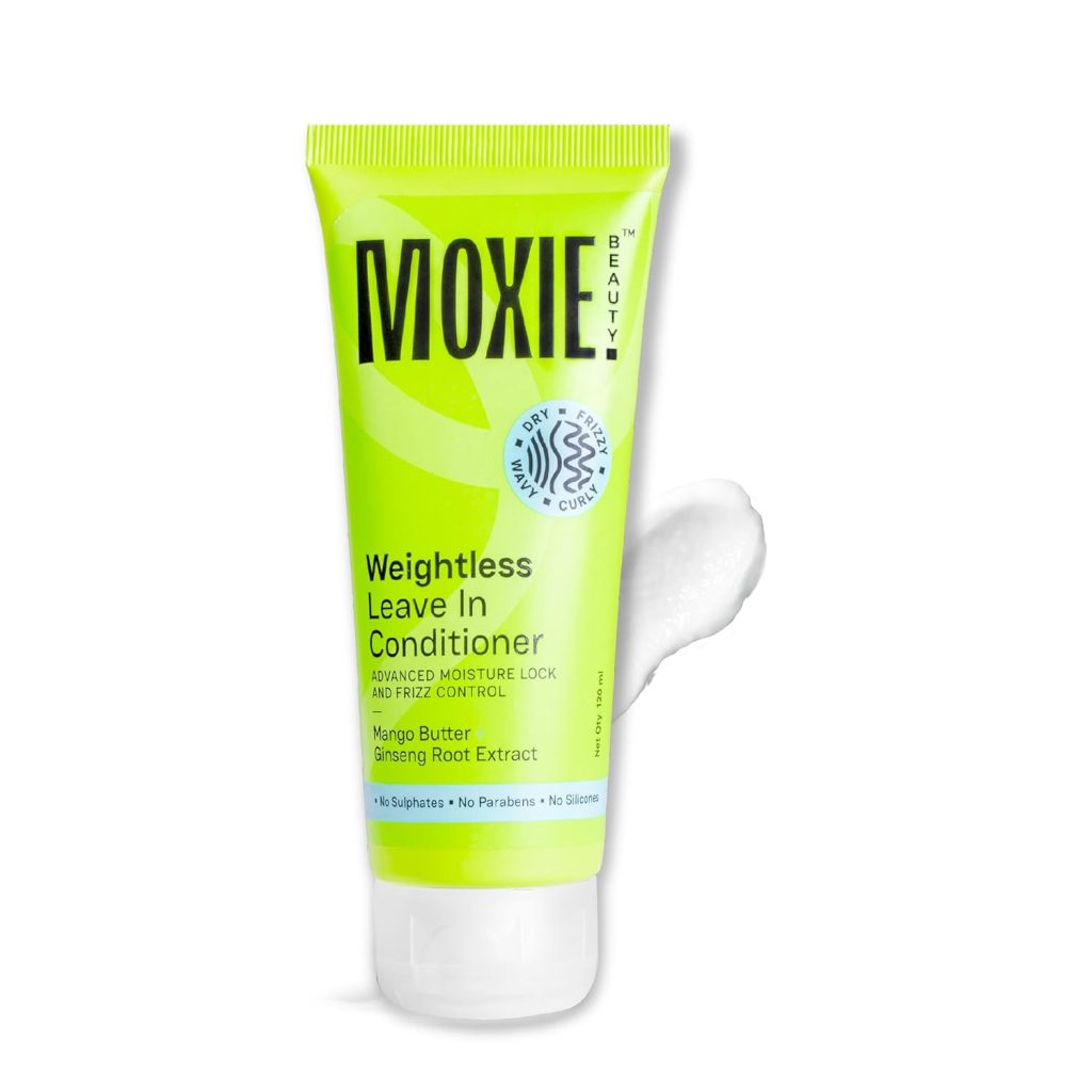 MOXIE BEAUTY Weightless Leave-In Conditioner For All Hair Types - 94% Hair Moisture Retention | Made With Mango Butter & Ginseng Root Extract | 120 Millilitre