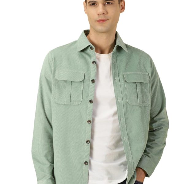Thomas Scott Men's | Premium Corduroy | Slim Fit | Long Sleeve | Double Pocket | Spread Collar |Casual Shirt for Men.
