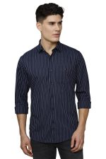 Louis Philippe Men's Sports Slim Fit Stripe 100% Cotton Casual Shirt