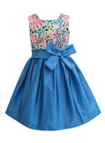 A.T.U.N. (ALL THINGS UBER NICE) Girls Skater Cotton Knee Length Sleeveless Double Bow Dress for Party and Special Occasions