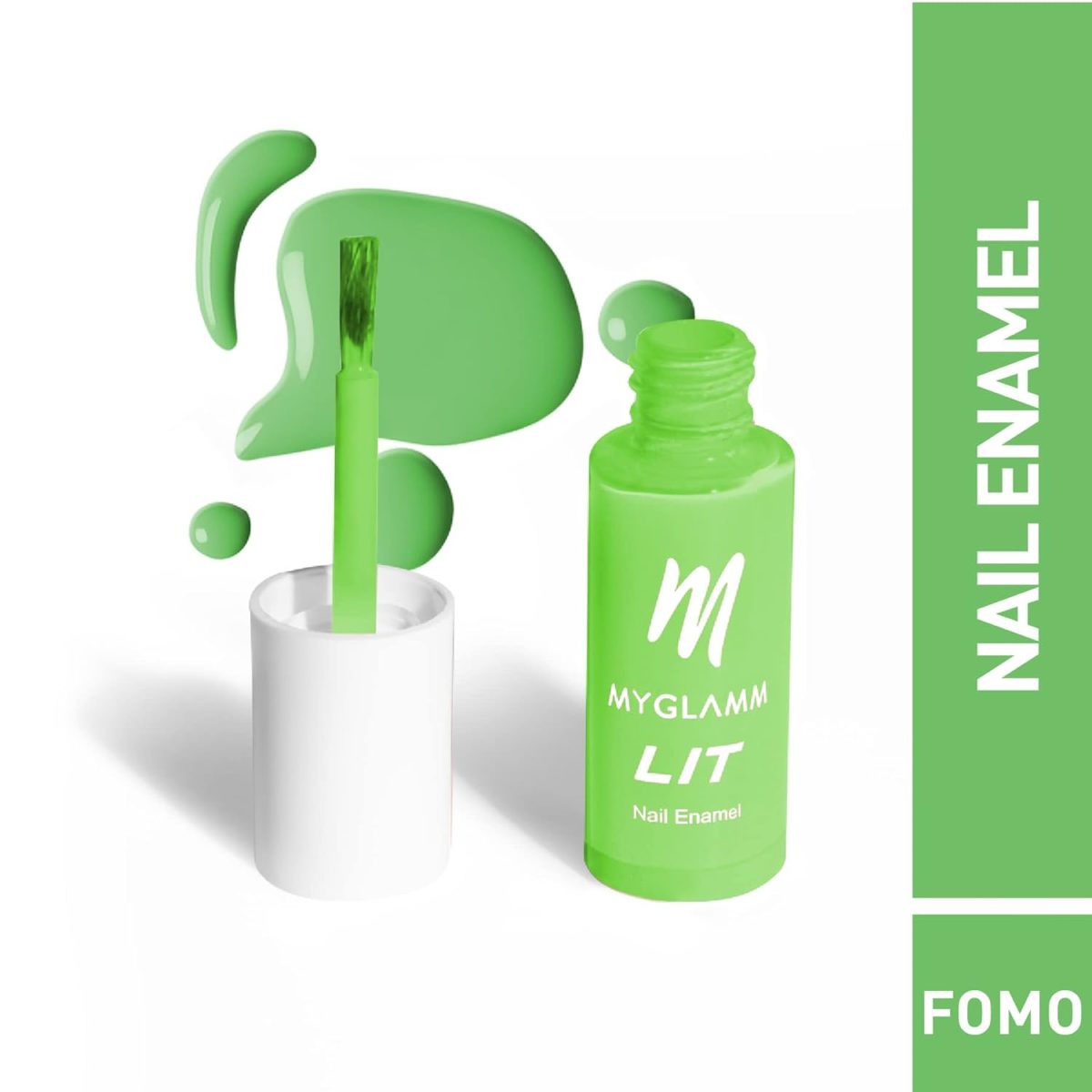 MyGlamm LIT Nail Enamel-Fomo (Green)-7ml | Nail Polish | Nail Paint | Long Lasting Nail Polish | Chip Resistant | Glossy Finish - Image 2