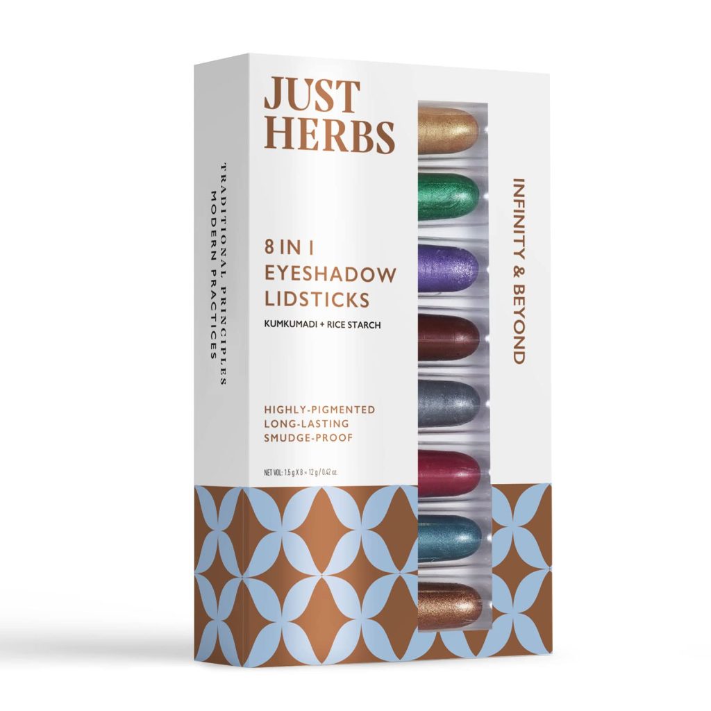 Just herbs 8 in 1 Herbal Metallic-shimmer finish, Long Lasting & Ultra Smooth Eye Shadow Lidsticks with Kumkumadi - 12gm
