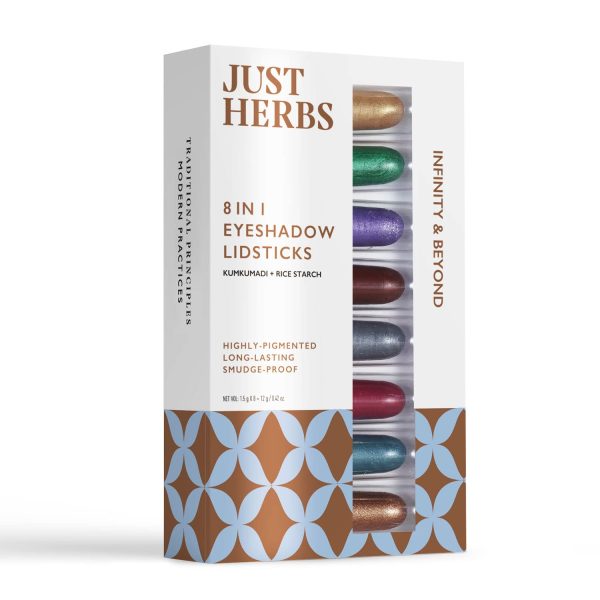 Just herbs 8 in 1 Herbal Metallic-shimmer finish, Long Lasting & Ultra Smooth Eye Shadow Lidsticks with Kumkumadi - 12gm