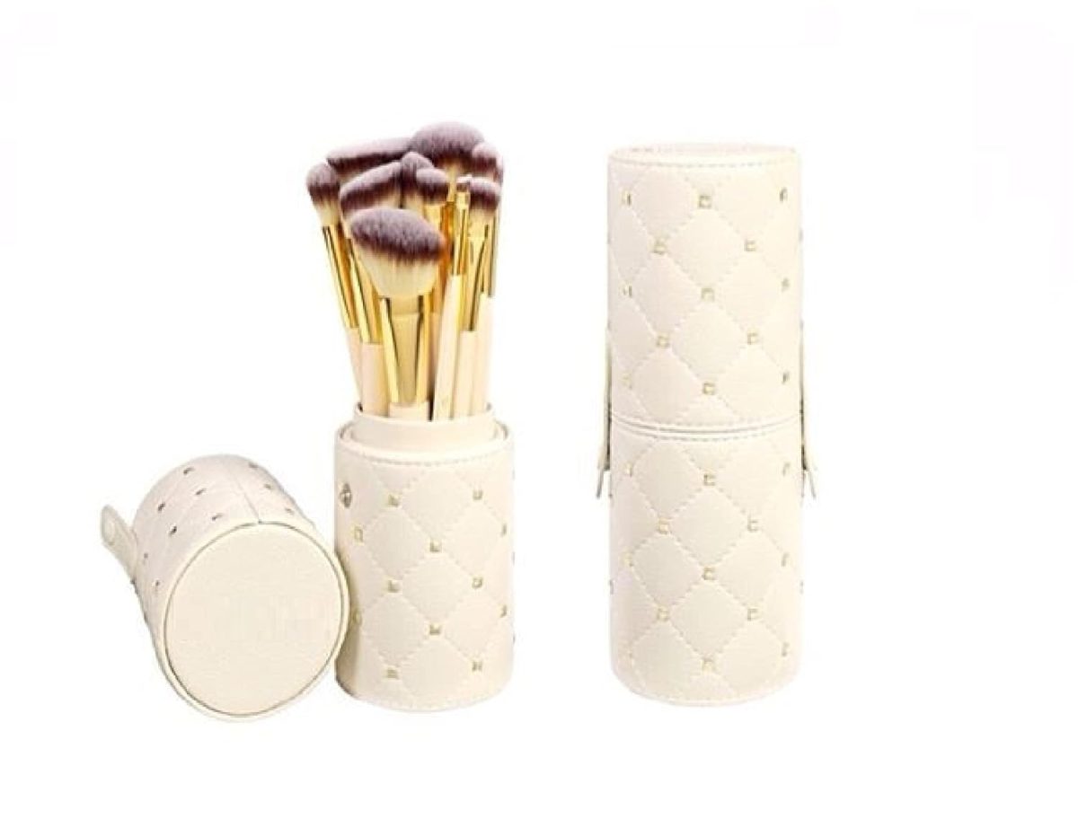 MACPLUS Soft Bristles Makeup Brushes - Brown, Pack of 12