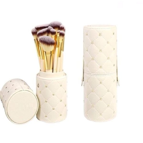 MACPLUS Soft Bristles Makeup Brushes - Brown, Pack of 12