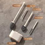 Vasukie Silicone Toilet Brush and Holder Set, with a Extra Crevice Cleaning Brush Deep Cleaning Toilet Bowl Brush for Bathroom Toilet Brushes for Bathroom Wall Mounted Water Drop (4IN1 White) - Image 4