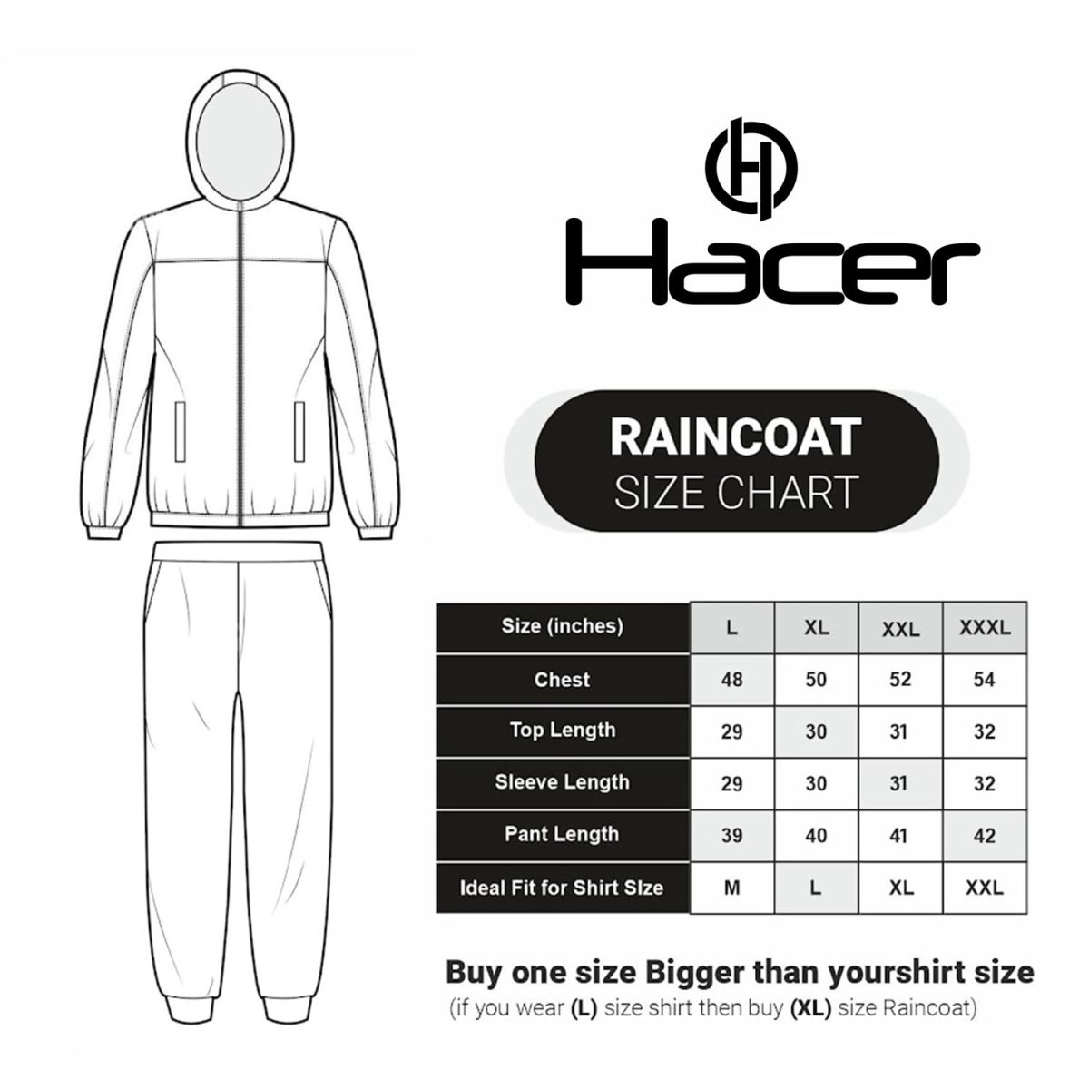 HACER Crystal Men Raincoat Water Resistant Rain Coat with Adjustable Hood Drawstring Hem Set of Top & Bottom with Carrying Pouch (XXL Size, Transparent) - Image 2