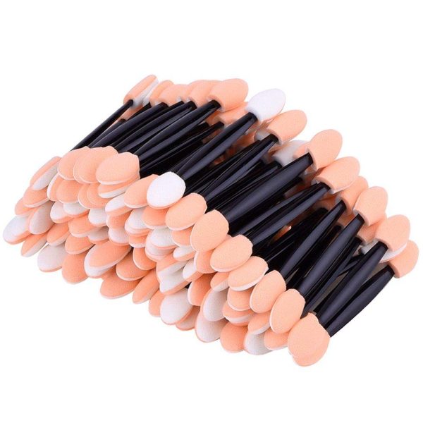 NESA Disposable Makeup Brush Set (Double-Sided Oval Makeup Eye Shadow Brush Sponge Applicator 50 Pcs) - Black