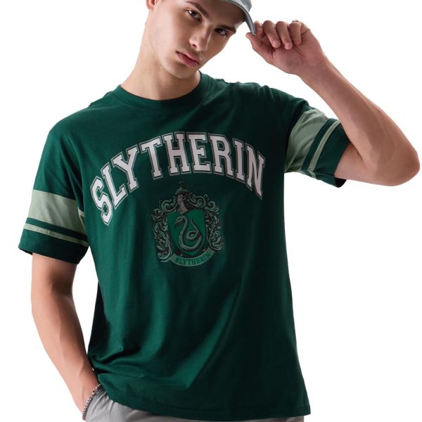 The Souled Store Harry Potter: Slytherin Mens Regular Fit Graphic Printed Half Sleeve Cotton Green T-Shirts