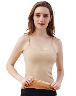 FF Fleece Lined Thermal Top for Women, Stretchable Soft Stylish Warm Inner Wear Women Thermal Spaghetti, Comfortable Fitted Thermal Tank Top Body Warmer for Women