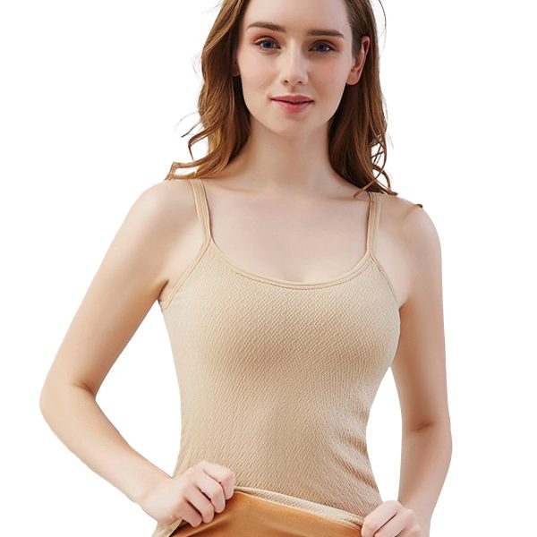 FF Fleece Lined Thermal Top for Women, Stretchable Soft Stylish Warm Inner Wear Women Thermal Spaghetti, Comfortable Fitted Thermal Tank Top Body Warmer for Women